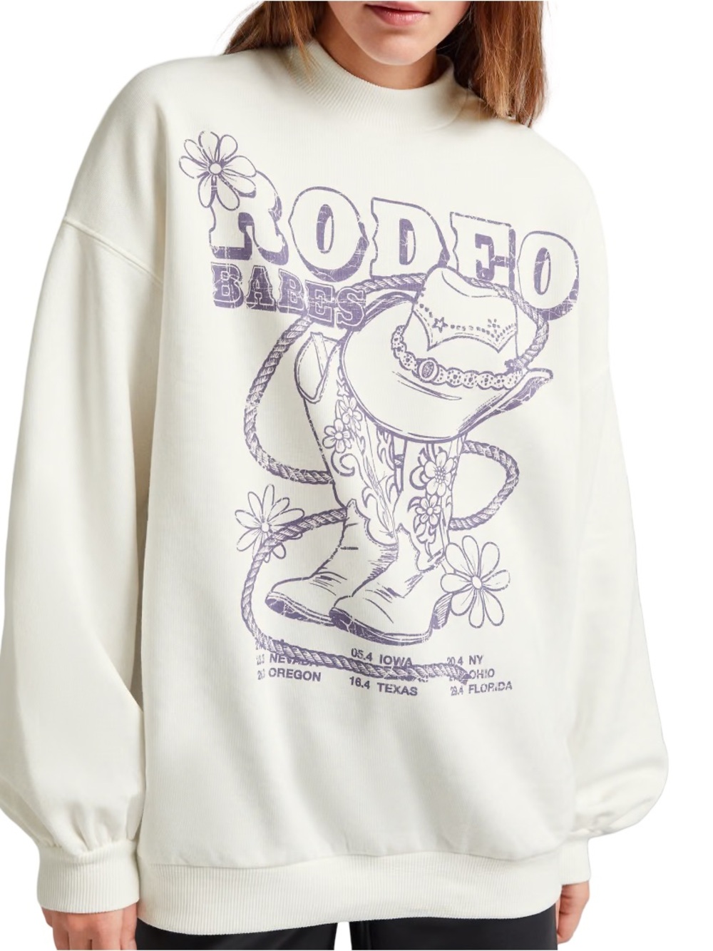 🐂💜ASOS Berksha Cream Rodeo Babes Graphic Sweatshirt with Lavender Print